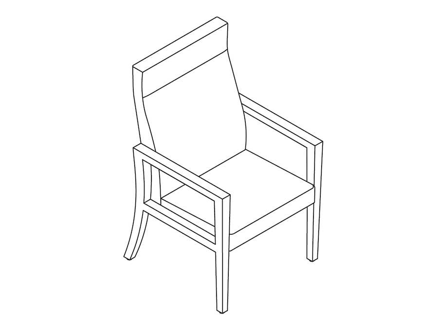 A line drawing - Nemschoff Brava Patient Chair–Open Arm