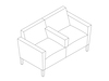 A line drawing - Nemschoff Brava Platform Multiple Seating–Divider Arm–2 Seat