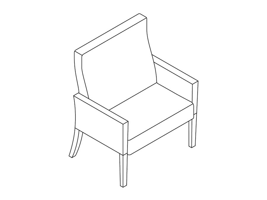 A line drawing - Nemschoff Brava Plus Patient Chair–Closed Arm