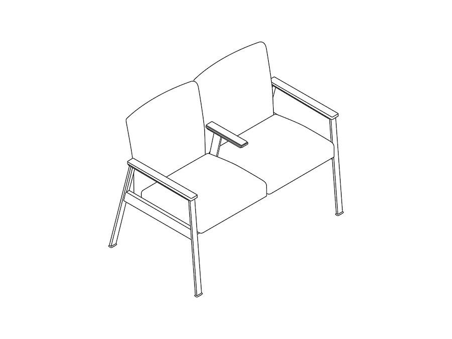 A line drawing - Nemschoff Easton Multiple Seating–Open Arm–Divider Arm–2 Seat
