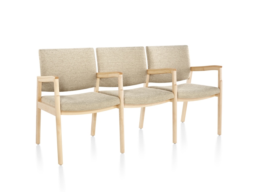A photo - Nemschoff Monarch Multiple Seating–Divider Arm and Leg–3 Seat