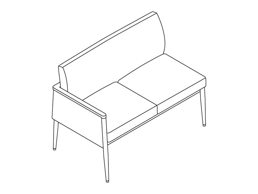 A line drawing - Nemschoff Palisade Multiple Seating–Left Arm–2 Seat
