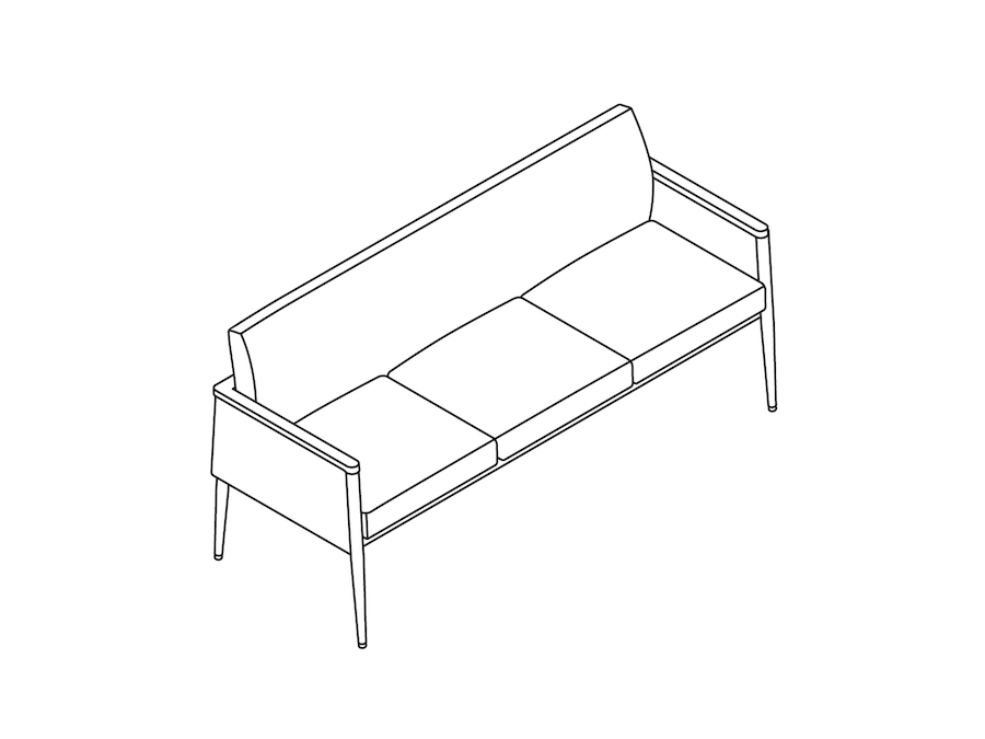 A line drawing - Nemschoff Palisade Multiple Seating–With Arms–3 Seat