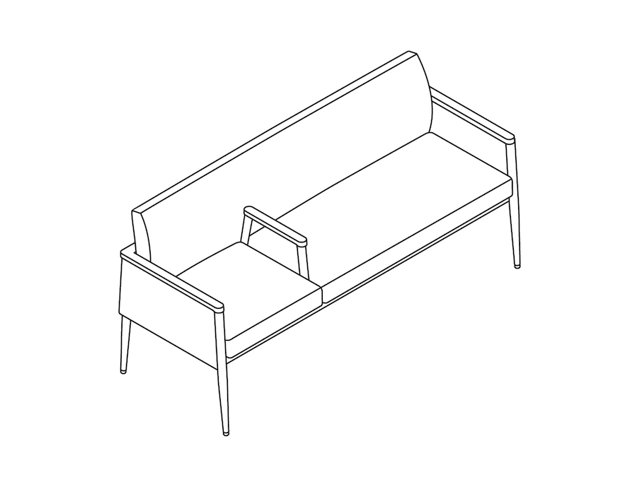 A line drawing - Nemschoff Palisade Plus Chair–Divider Arm–Left Side Single Chair