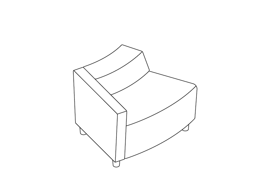 A line drawing - Nemschoff Steps Outside Wedge–Low Back–Left Arm