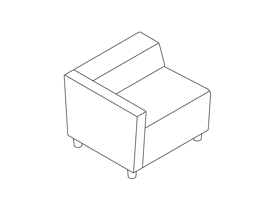 A line drawing - Nemschoff Steps Straight Seat–Low Back–Left Arm