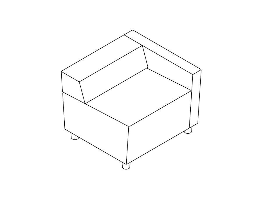 A line drawing - Nemschoff Steps Straight Seat–Low Back–Right Arm