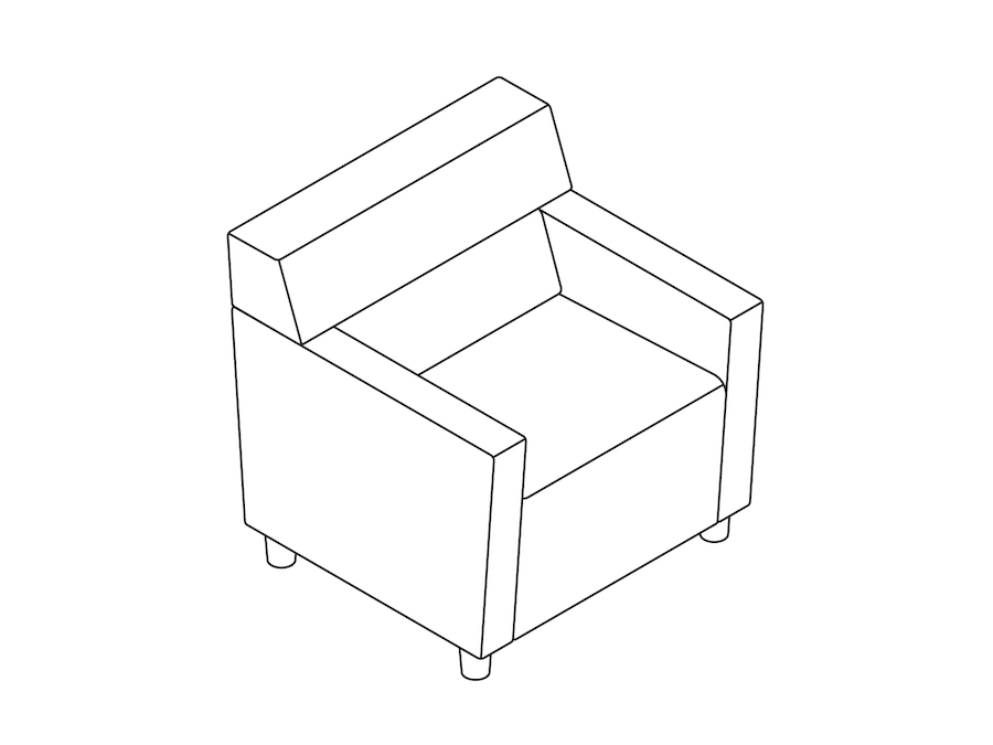 A line drawing - Nemschoff Steps Straight Seat–Mid Back–With Arms