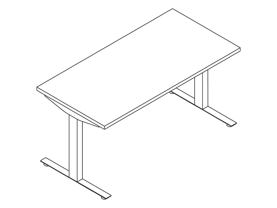 A line drawing - Nevi Sit-to-Stand Table–T Foot