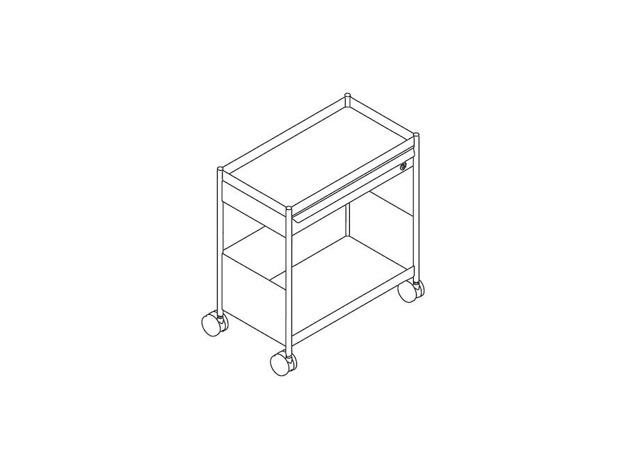 A line drawing - OE1 Storage Trolley–Individual–Mobile