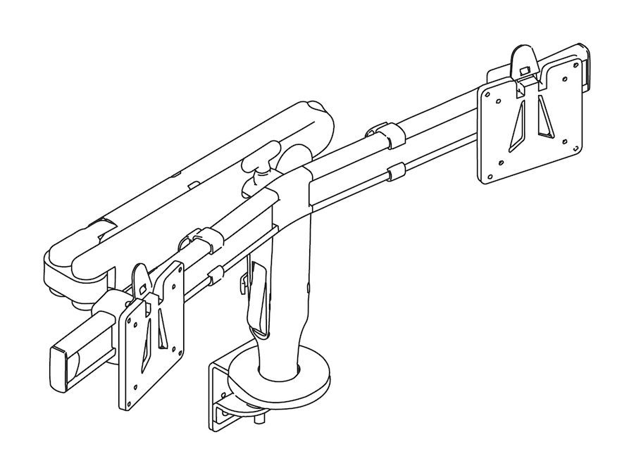 A line drawing - Ollin Monitor Arm–Dual Bar
