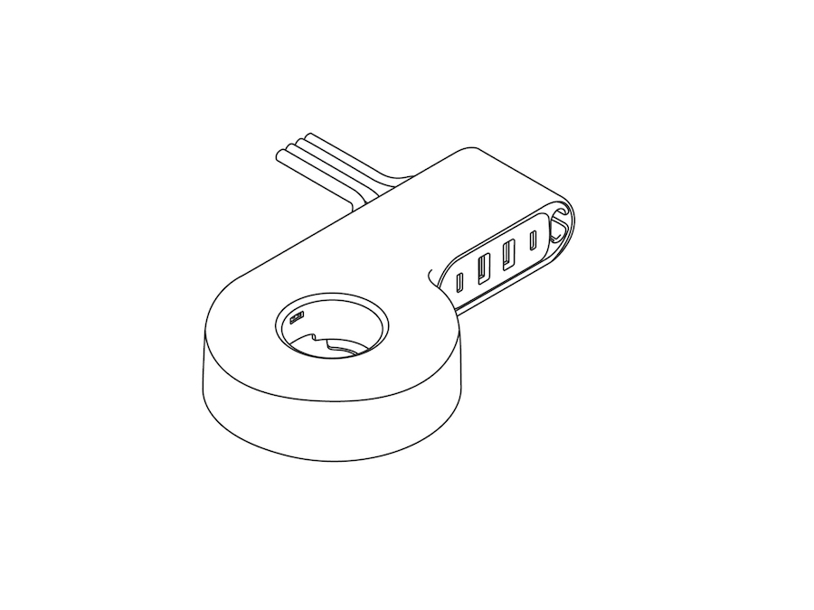 A line drawing - Ondo Connectivity Module–Arm Mount