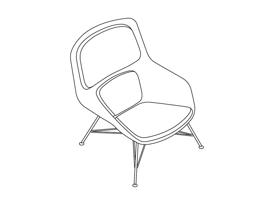A line drawing - Striad Lounge Chair–Mid Back–Wire Base