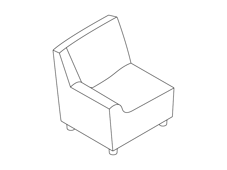 A line drawing - Swoop Chair–Right Arm