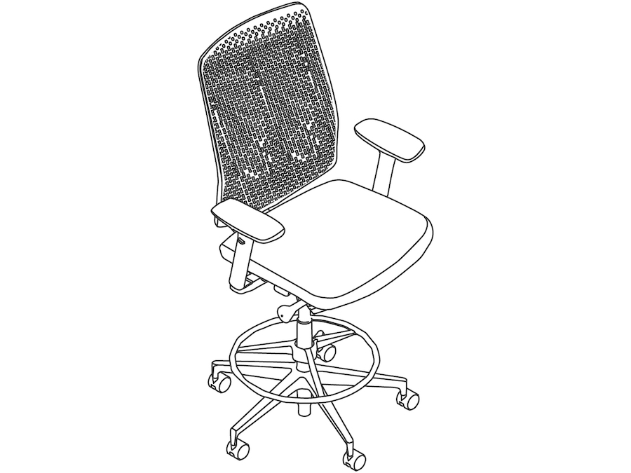 Eine Zeichnung - Verus Hocker–Polymer-Rückenlehne