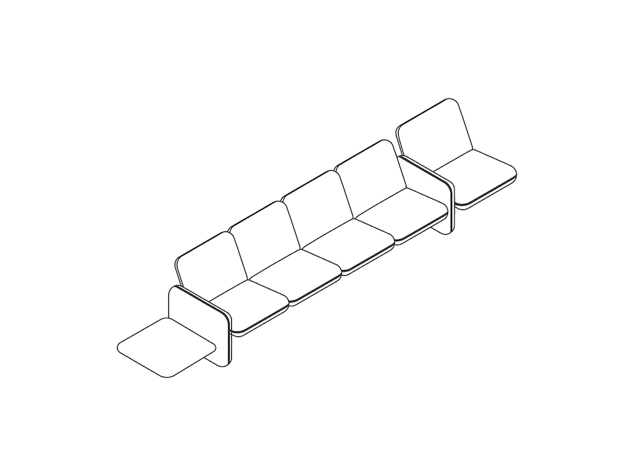 A line drawing - Wilkes Modular Sofa Group–5 Seat Left–Table Right