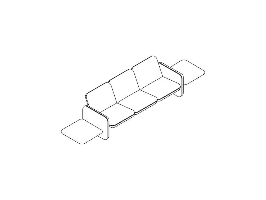 A line drawing - Wilkes Modular Sofa Group–Table Left–3-Seat–Table Right