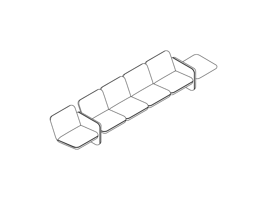 A line drawing - Wilkes Modular Sofa Group–Table Left–5 Seat Right