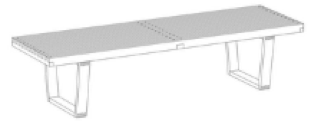 A black-and-white trade dress featuring a line drawing of a Nelson Bench.