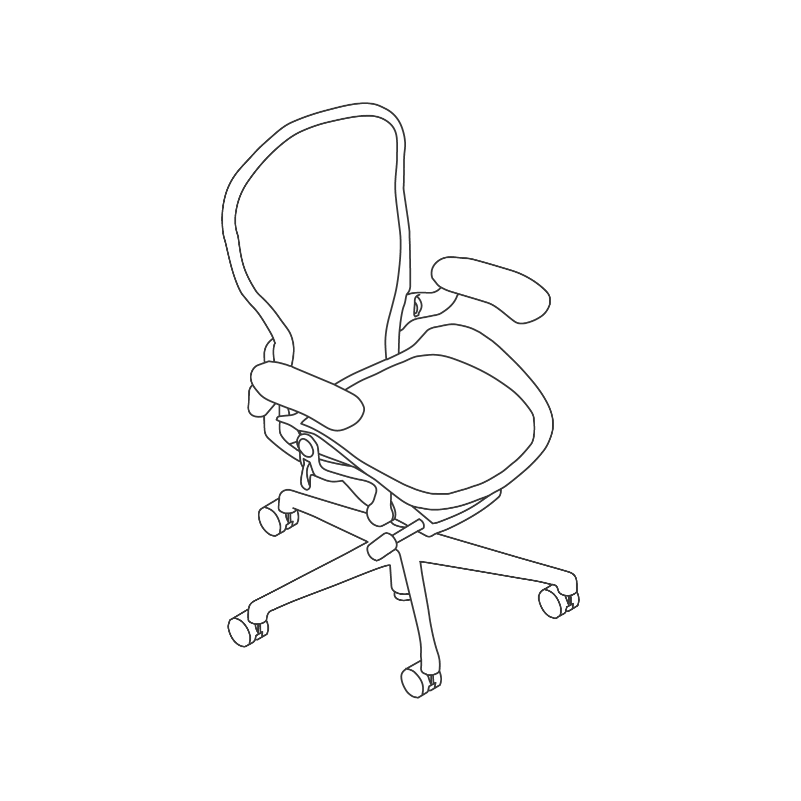 Een lijntekening - Aeron-stoel–Formaat C–In hoogte verstelbare armleuningen