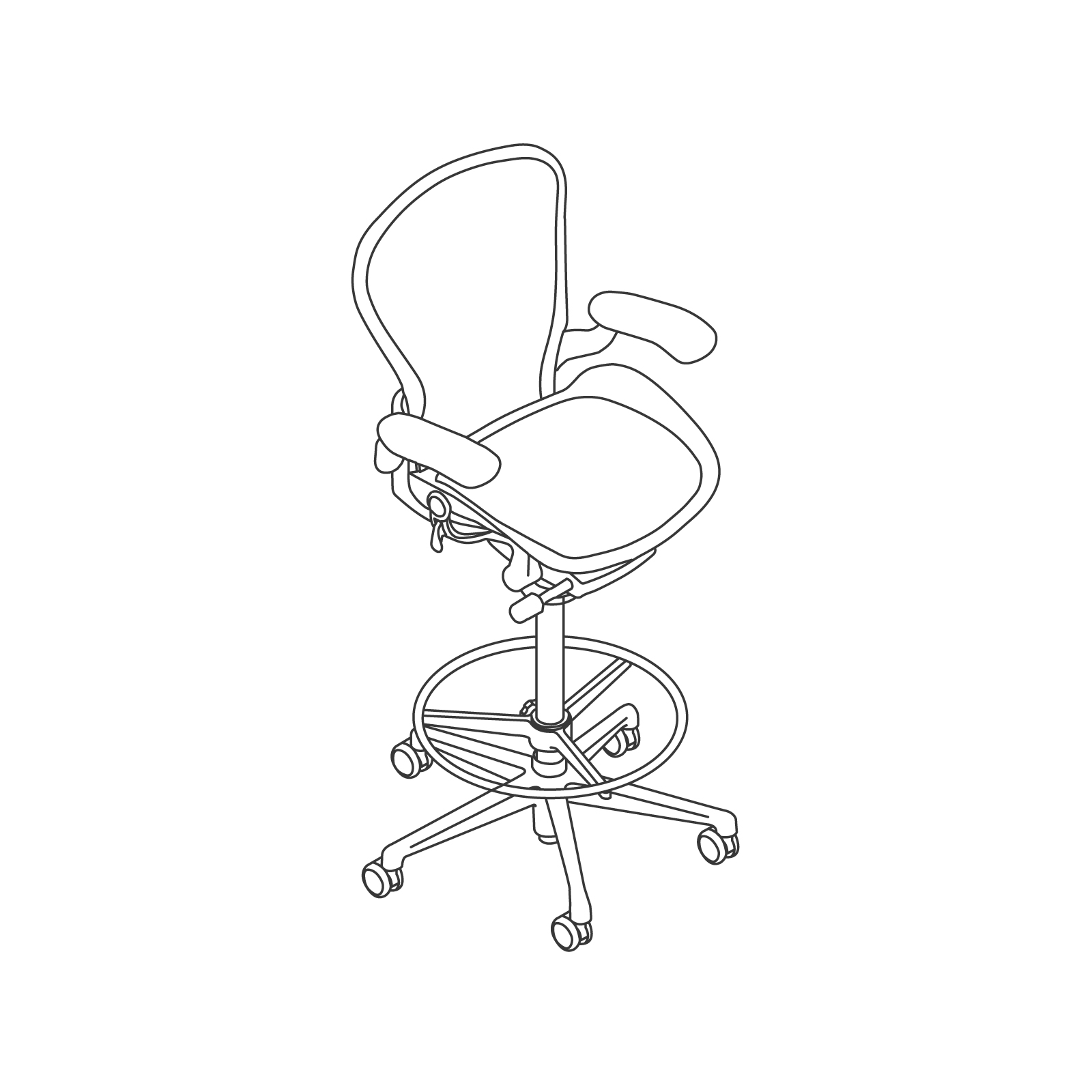 A line drawing - Aeron ESD Stool–Fixed Arms