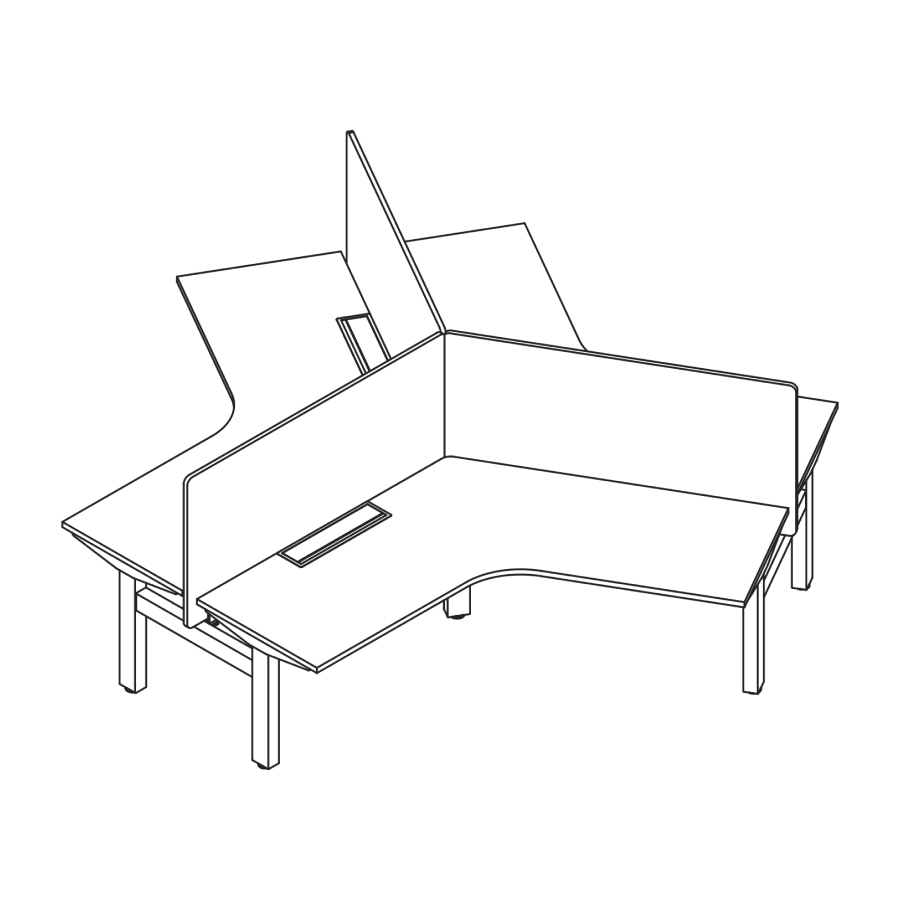 線画 - オーグメントレシオ120度ワークステーション – 3台セット