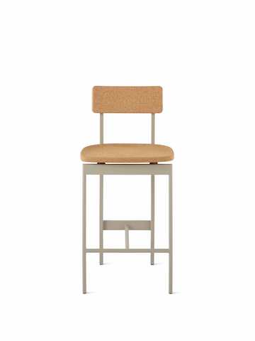 A counter height Betwixt Stool with cork seat and backrest, with a grey frame.