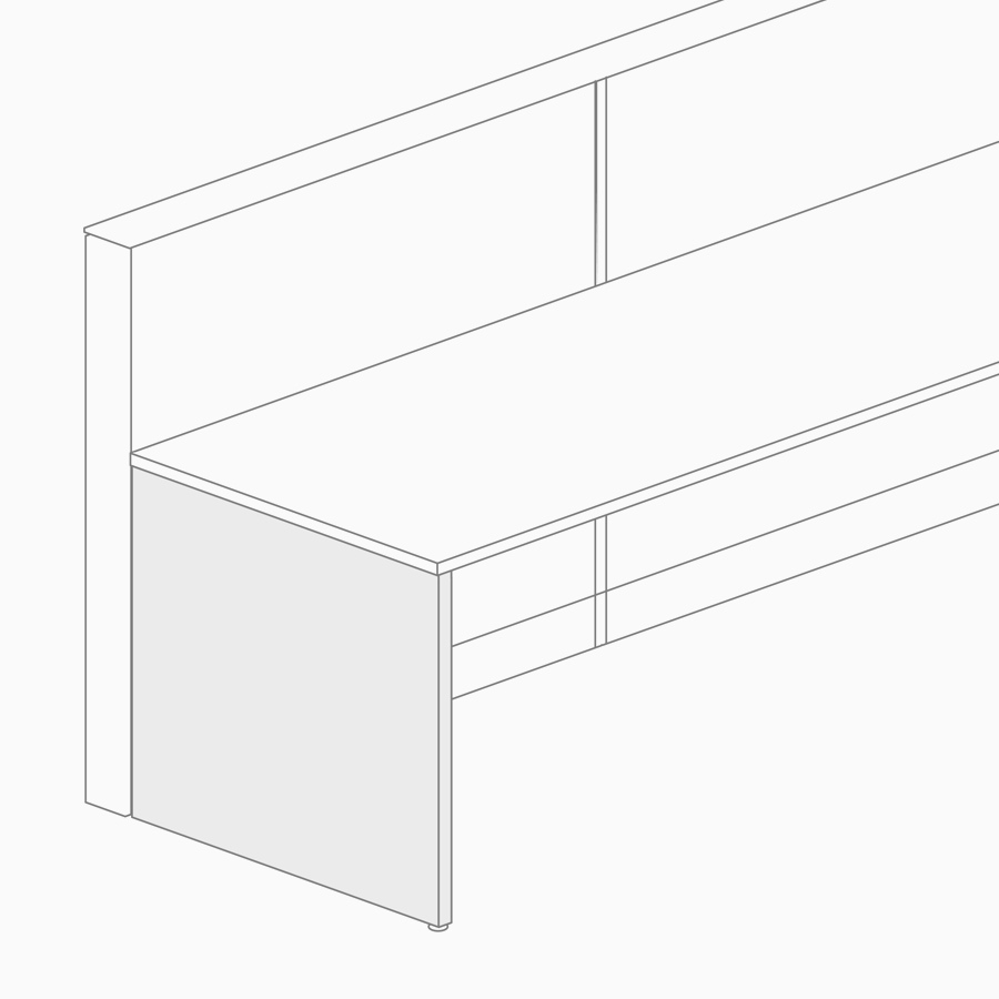 A line drawing of Canvas Channel's end support.