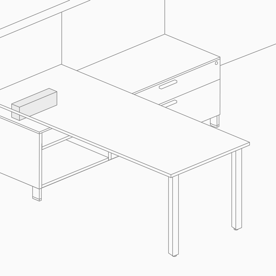 A line drawing of a stanchion supporting a Canvas Channel surface.