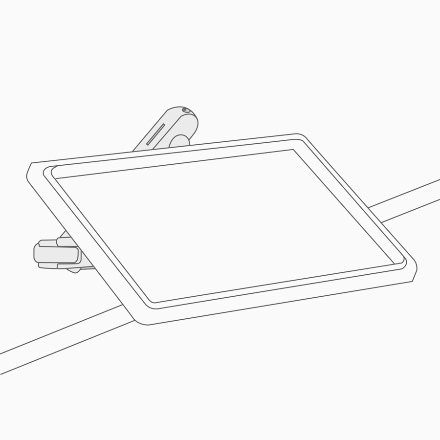 A line drawing of a monitor arm.