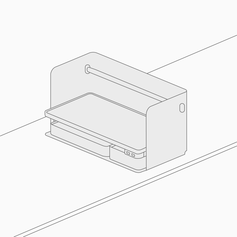 A line drawing of a desktop organizer.