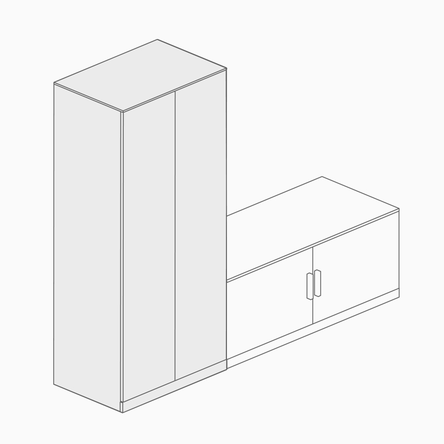 A line drawing of a storage tower with writable panels.