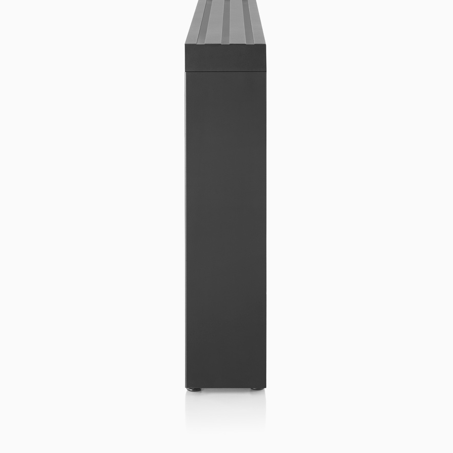 A black Canvas Vista chase viewed from the end with a post leg support.