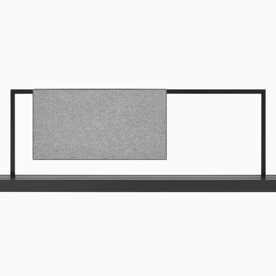 A black open-frame screen with grey fabric insert mounted on a black Canvas Vista power and data chase.
