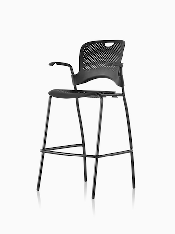 Black Caper Stacking Stool. Select to go to the Caper Stacking Stool product page.