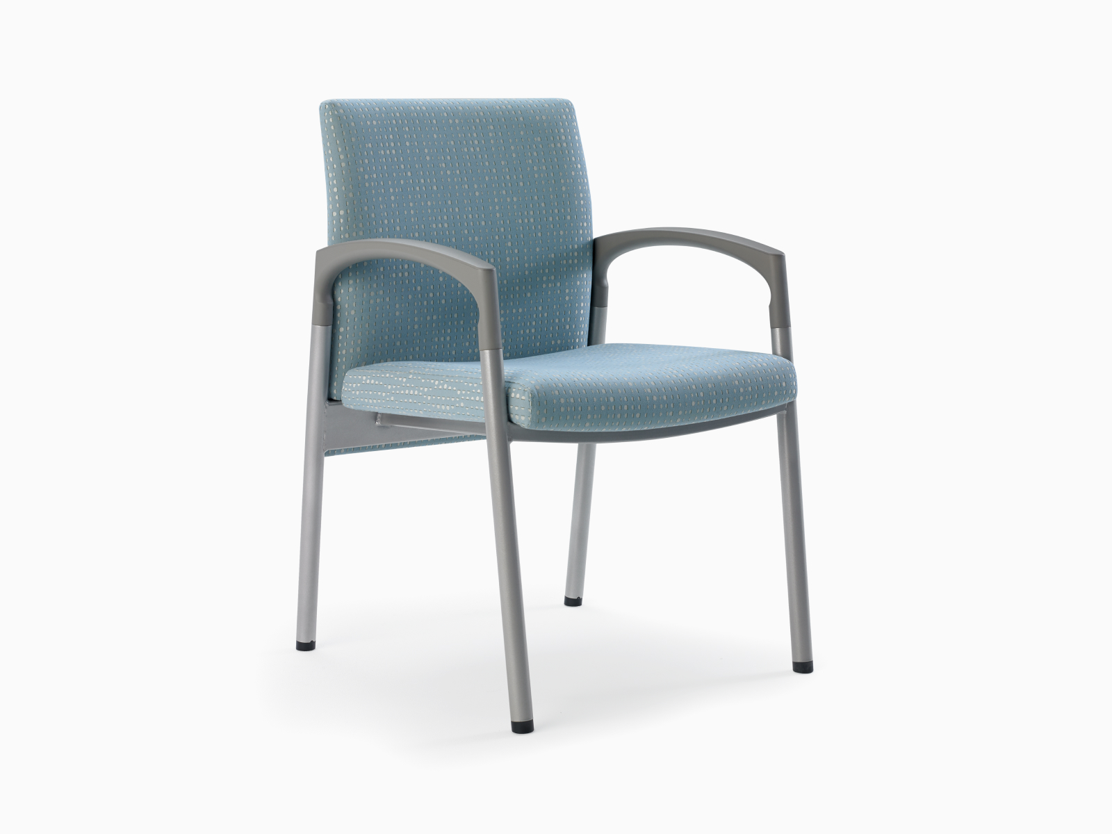 Three-quarter view of Valor Side Chair with pewter urethane arm caps.