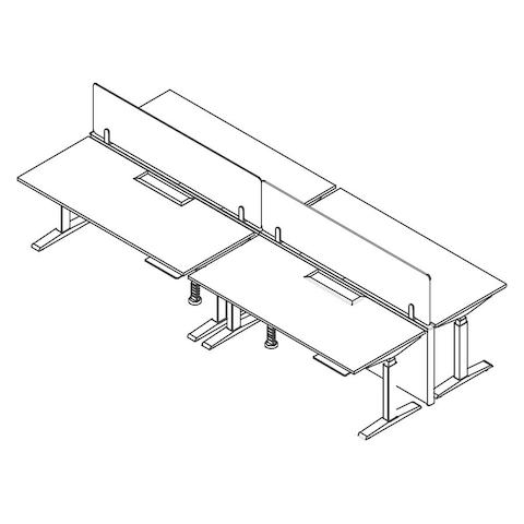 A line drawing of Catena Office Landscape in a benching configuration.