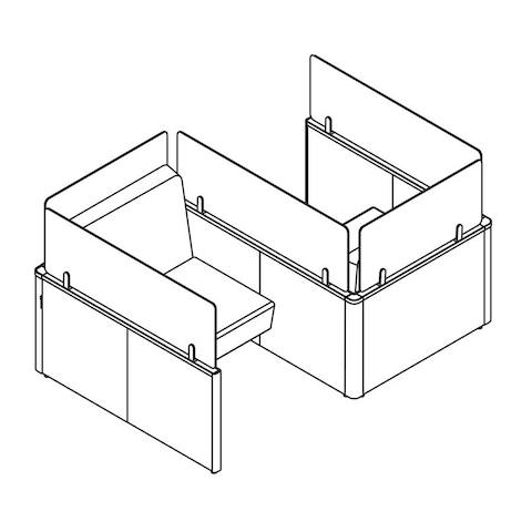 A line drawing of Catena Office Landscape in an S-Shaped configuration.