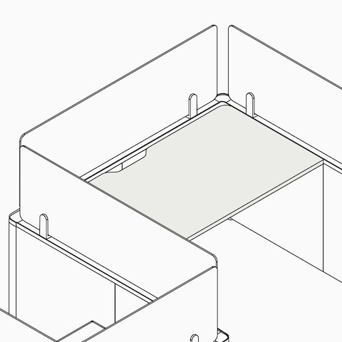A line drawing of a linear shape surface.