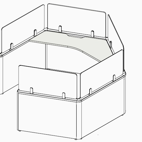 A line drawing of a hex side shape surface.
