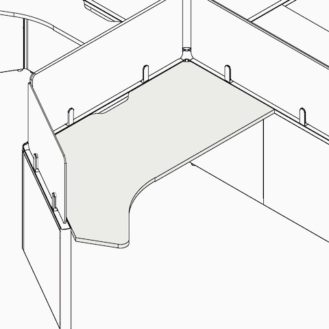 A line drawing of a hex wing shape surface.