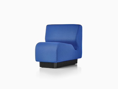 A blue Chadwick Modular Seating inside wedge, viewed from a 45-degree angle.