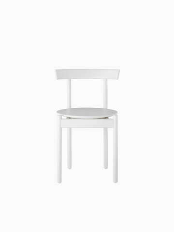 A white Comma Chair, viewed from the front.