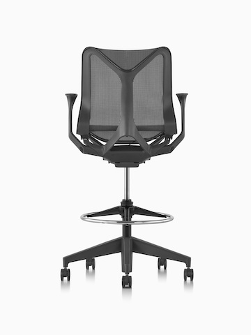 A low-back Cosm ergonomic stool in Graphite dark gray, viewed from the back.