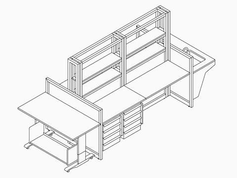 A line drawing of Co/Struc lab module configuration.