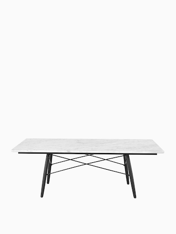 A rectangular Eames Coffee Table with a white top.