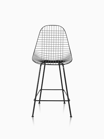 Eames Wire Stool Outdoor with black finish in counter height.