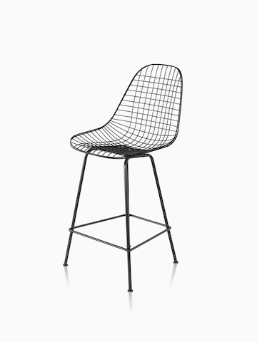 Eames Wire Stool Outdoor with black finish in counter height. Select to go to the Eames Wire Stool Outdoor product page.