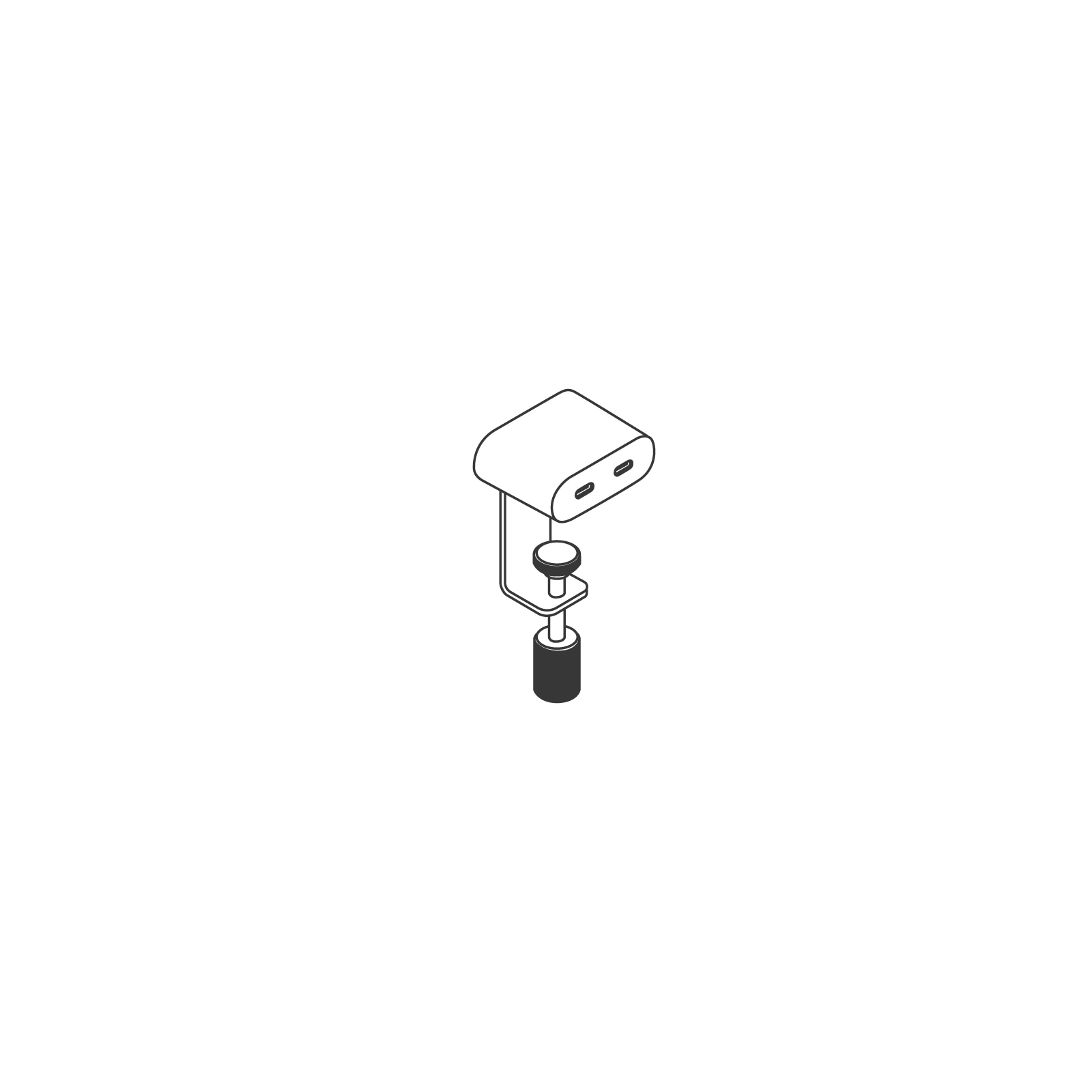 A line drawing - Ello Mini Power Access–Surface Clamp