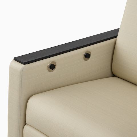Gemma Recliner with a detailed view of the recline buttons.